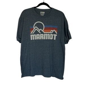Marmot Gray Short Sleeve Tee Adventure Graphic Sz XL